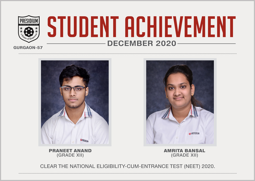 Presidium Gurgaon-57, AMRITA BANSAL & PRANEET ANAND CLEAR NEET 2020