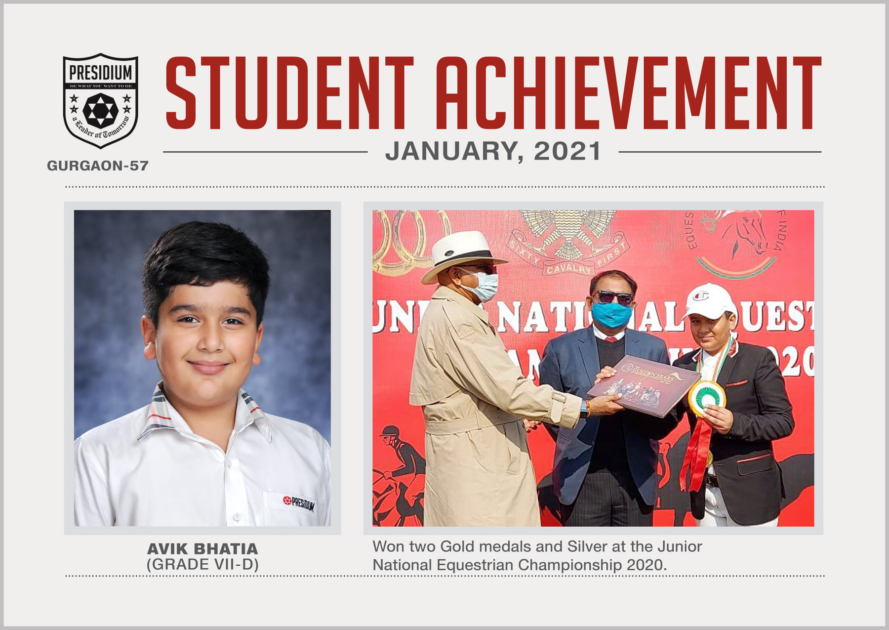 Presidium Gurgaon-57, AVIK BHATIA - OUR EQUESTRIAN PRODIGY!