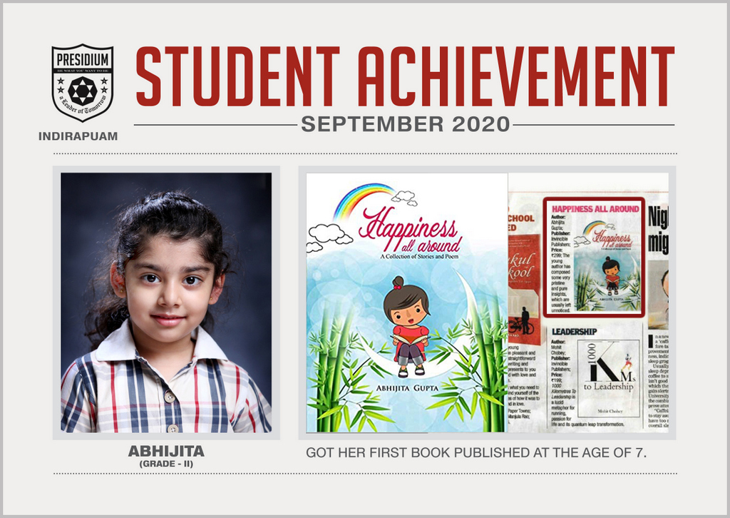 Presidium Indirapuram, ABHIJITA GETS HER FIRST BOOK PUBLISHED AT THE AGE OF 7