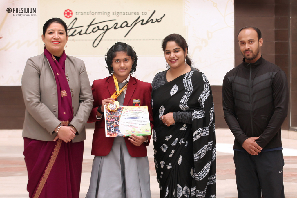 Presidium Indirapuram, AKHIL BHARTI SPORTS GAMES 2018: ANEISHA DAS WINS 2 GOLD MEDALS