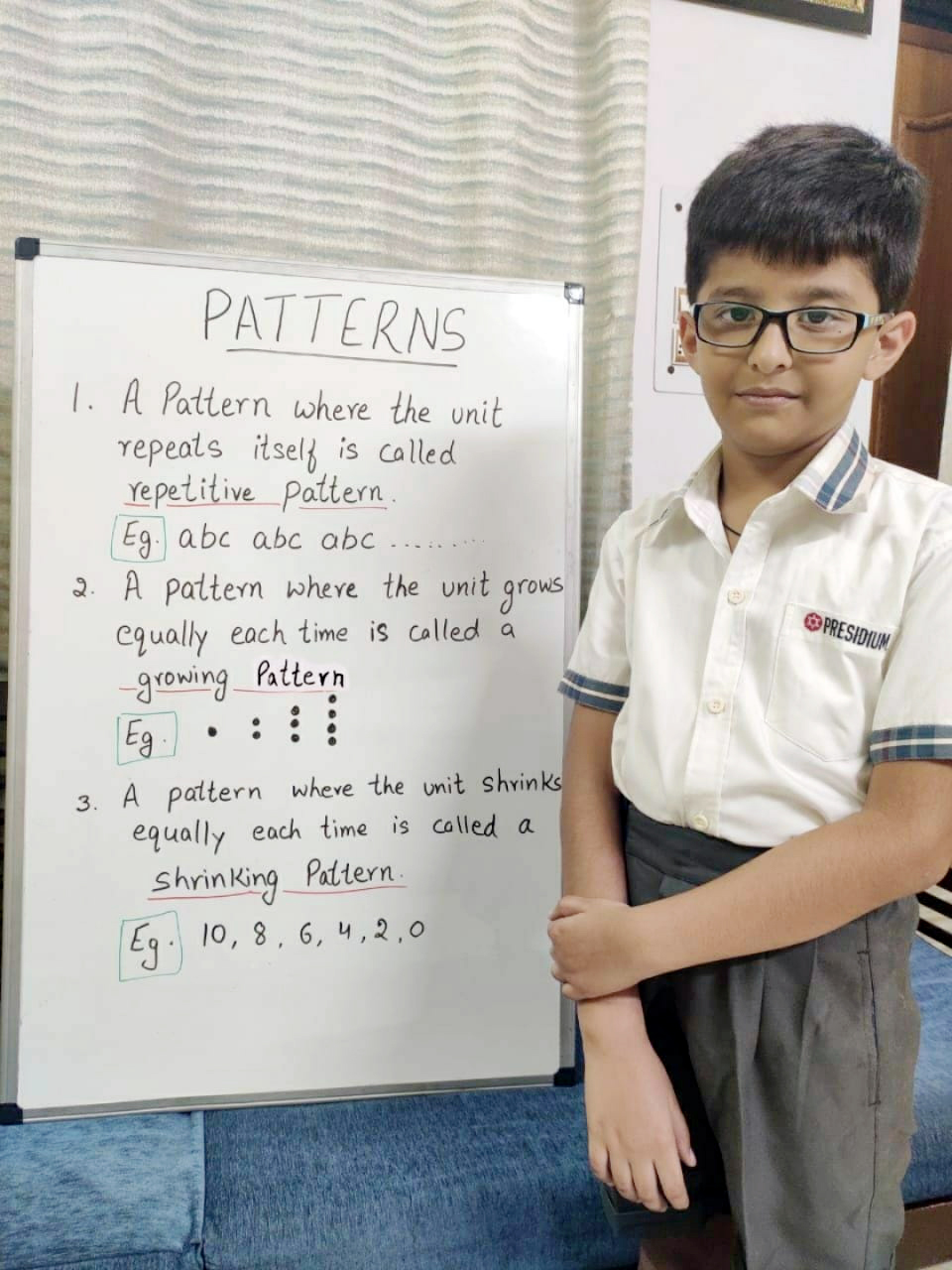 Presidium Dwarka-6, STUDENTS LEARN ABOUT THE DIFFERENT TYPES OF PATTERNS