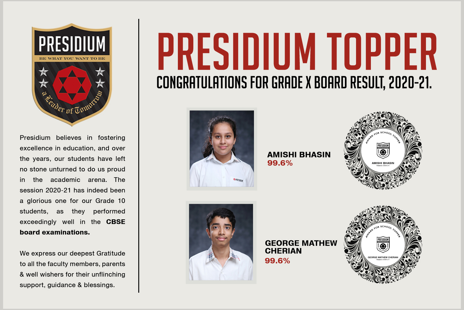 CBSE GRADE X RESULTS(2020-21): PRESIDIANS ACE WITH PERFECT SCORES