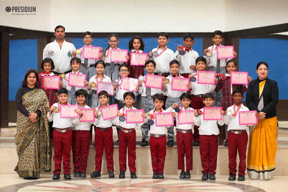 Presidium Indirapuram, TAEKWONDO CHAMPS SHOWCASE THEIR POWER AT INTER SCHOOL COMPETITION