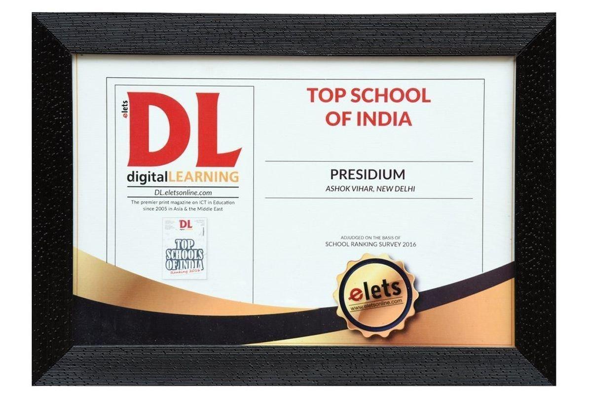 PRESIDIUM HONOURED AS ONE OF THE TOP SCHOOLS OF INDIA