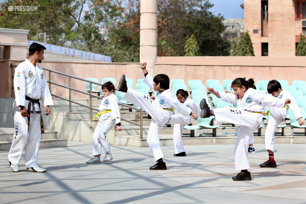 Presidium Dwarka-6, PRESIDIANS SHOWCASE THEIR TECHNIQUE AT TAEKWONDO BELT TEST EVENT!