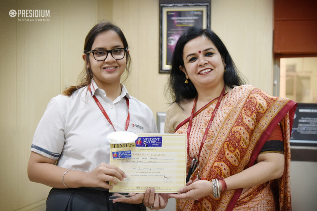 Presidium Gurgaon-57, KUDOS TO LAIBA RAHMAN FOR BAGGING TIMES STUDENT OF THE YEAR AWARD