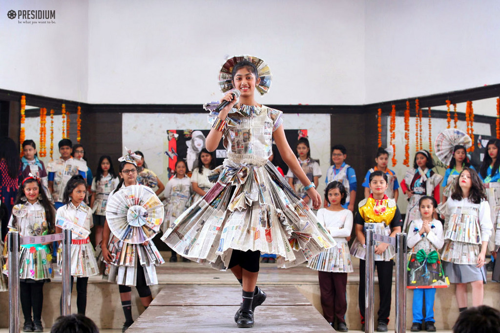 Presidium Indirapuram, YOUNG FASHION DESIGNERS CREATE BEAUTIFUL DRESSES WITH NEWSPAPER