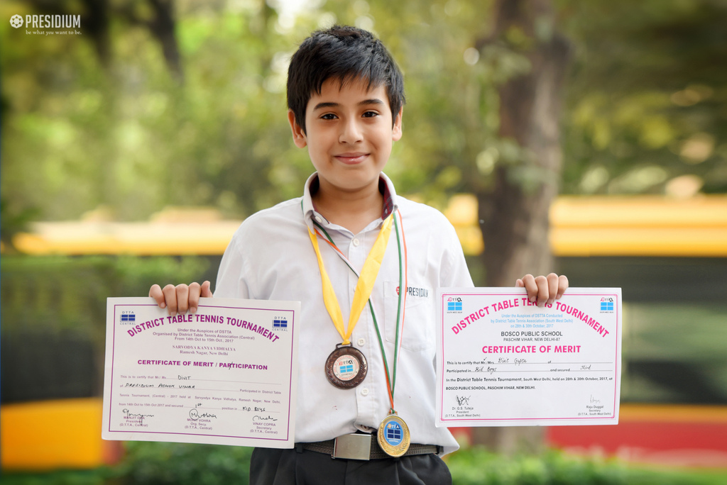 OUR BUDDING TT STAR WINS BRONZE AT DISTRICT TABLE TENNIS CONTEST