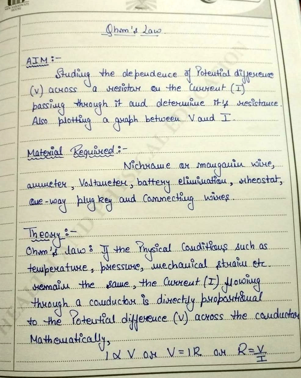 Presidium Rajnagar, STUDENTS ENHANCE THEIR PHYSICS KNOWLEDGE WITH OHM’S LAW