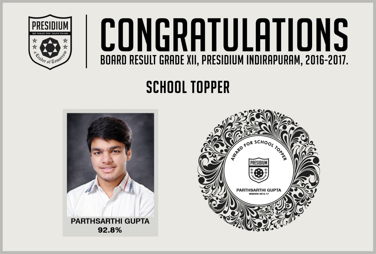 Presidium Indirapuram, CONGRATULATIONS STUDENTS FOR THE BRILLIANT XII BOARD RESULT 16-17