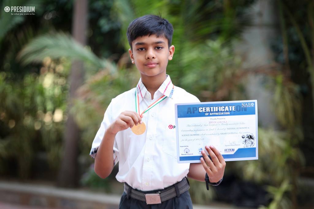 Presidium Gurgaon-57, SHLOK EXCELS IN SCIENCE & ASTRONOMY IN NATIONAL OLYMPIAD(NASO)