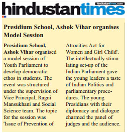 Presidium Indirapuram, YOUTH PARLIAMENT: A STEPPING STONE FOR FUTURE POLITICAL THINKERS