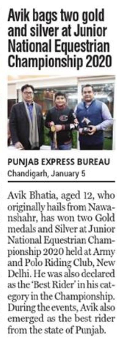 Presidium Gurgaon-57, AVIK BHATIA - OUR EQUESTRIAN PRODIGY!