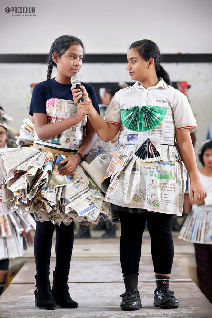 Presidium Indirapuram, YOUNG FASHION DESIGNERS CREATE BEAUTIFUL DRESSES WITH NEWSPAPER
