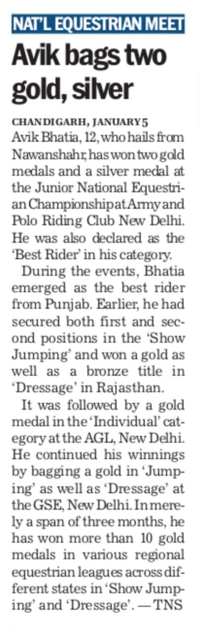 Presidium Gurgaon-57, AVIK BHATIA - OUR EQUESTRIAN PRODIGY!