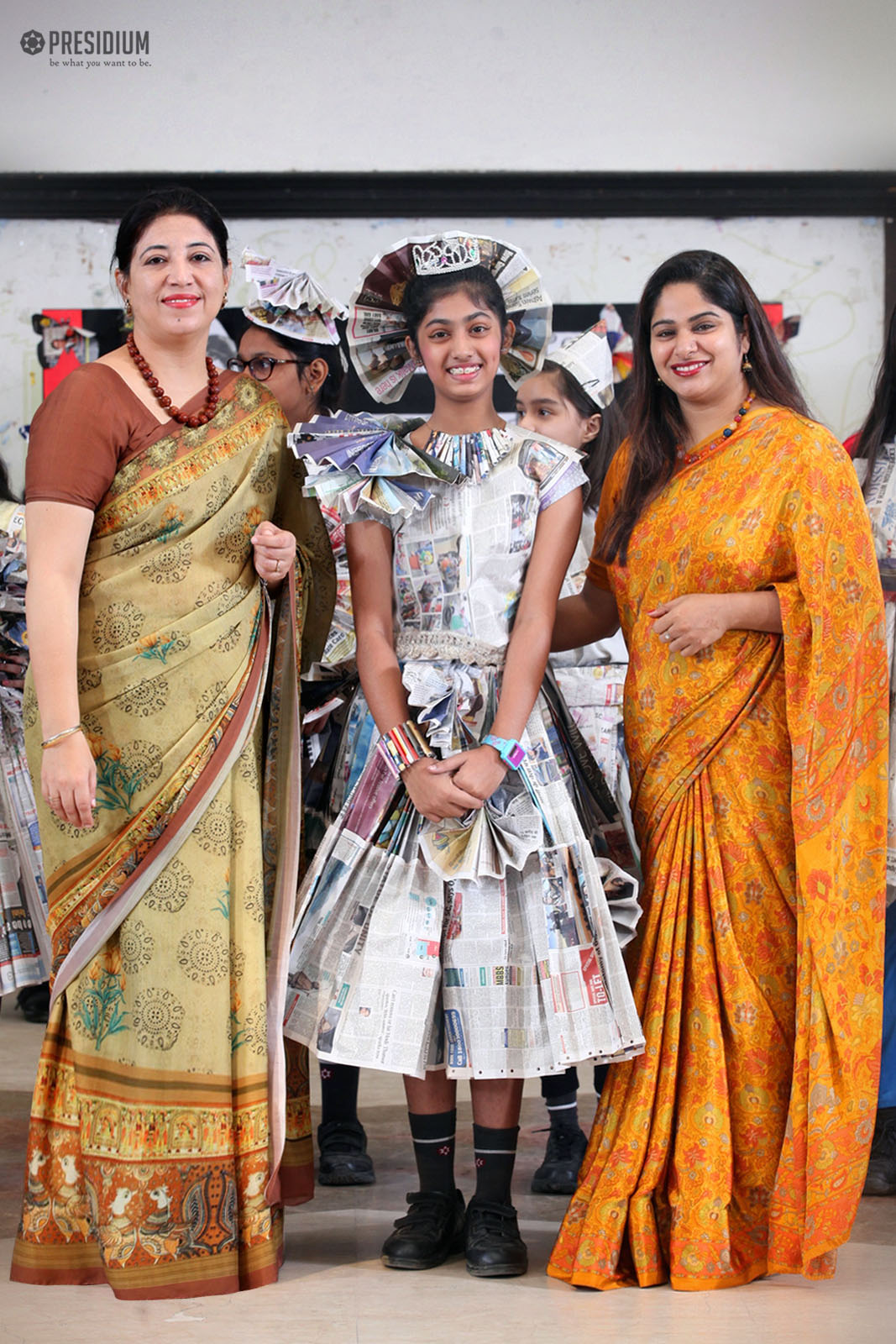 Presidium Indirapuram, YOUNG FASHION DESIGNERS CREATE BEAUTIFUL DRESSES WITH NEWSPAPER