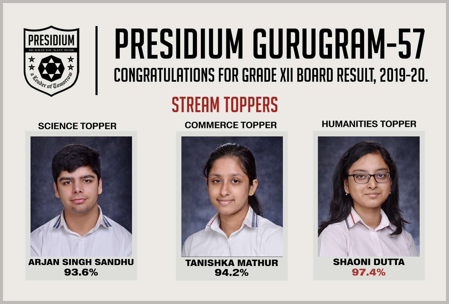 Presidium Gurgaon-57, CONGRATULATIONS STUDENTS FOR BRILLIANT 12TH BOARD RESULTS!