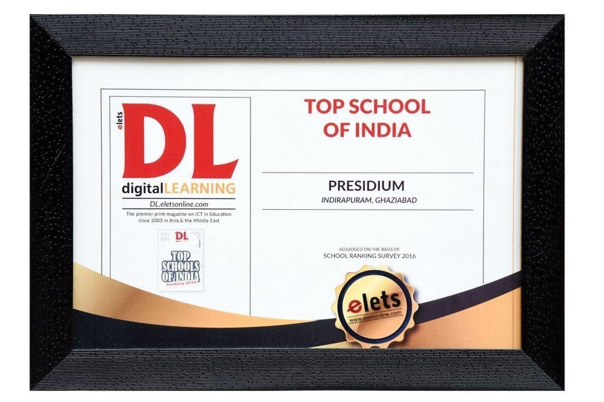 Presidium Indirapuram, PRESIDIUM INDIRAPURAM HONOURED AS ONE OF THE TOP SCHOOLS OF INDIA