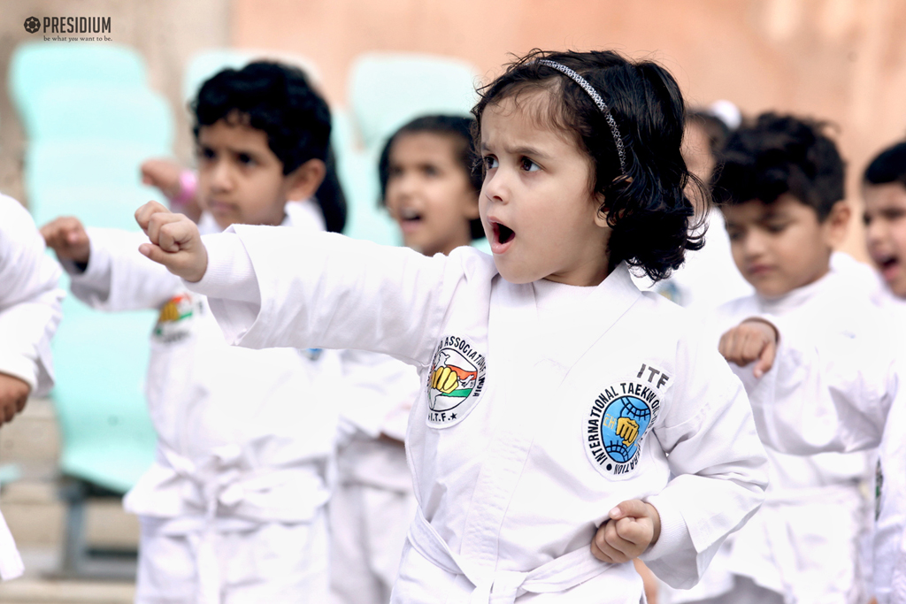 Presidium Dwarka-6, PRESIDIANS SHOWCASE THEIR TECHNIQUE AT TAEKWONDO BELT TEST EVENT!