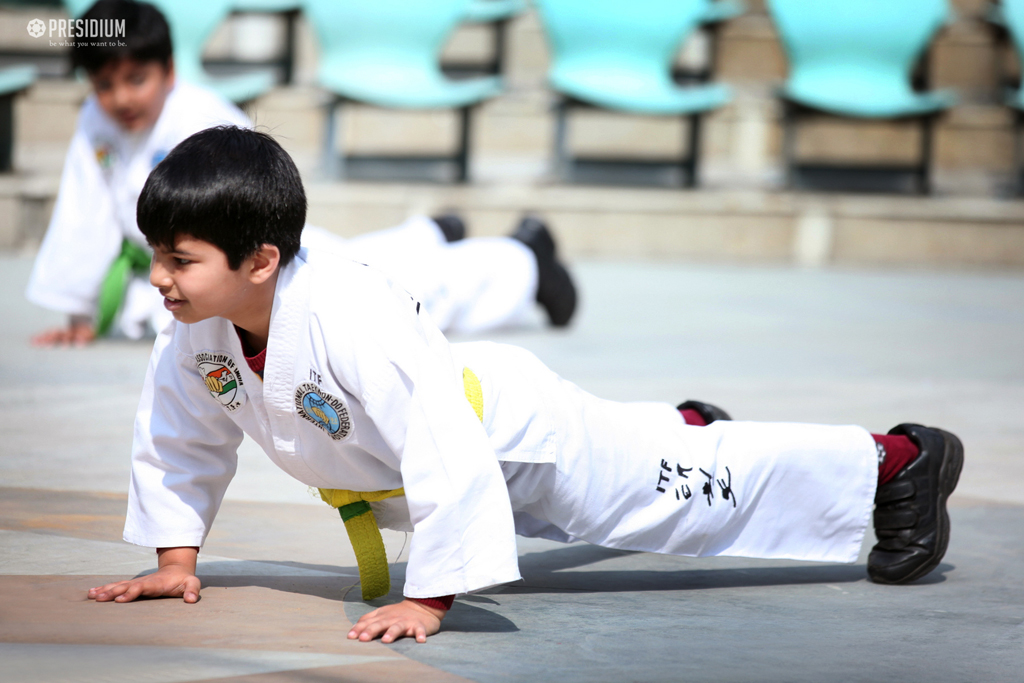 Presidium Dwarka-6, PRESIDIANS SHOWCASE THEIR TECHNIQUE AT TAEKWONDO BELT TEST EVENT!