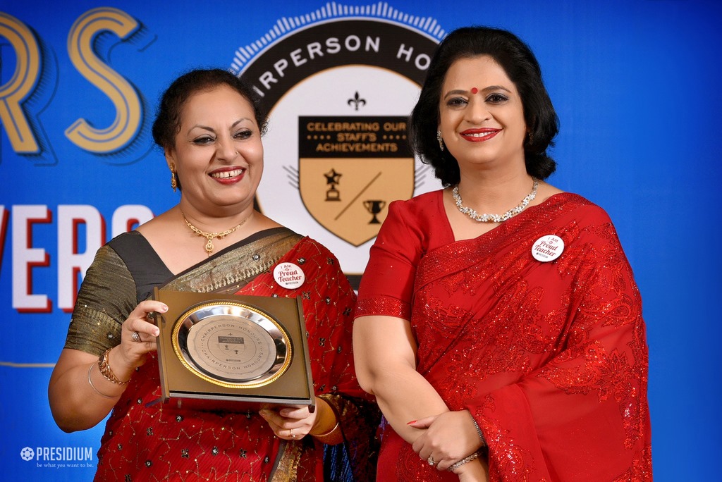 Presidium Gurgaon-57, MRS. SUDHA GUPTA MA’AM  ACKNOWLEDGES TEACHERS  AT CHAIRPERSON HONOURS