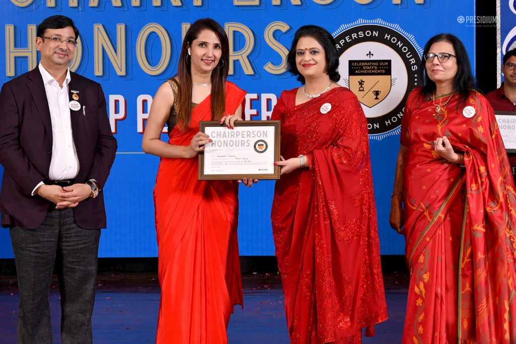 Presidium Gurgaon-57, MRS. SUDHA GUPTA MA’AM  ACKNOWLEDGES TEACHERS  AT CHAIRPERSON HONOURS