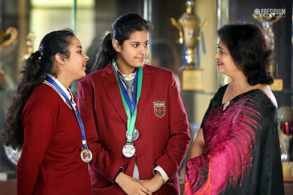 Presidium Indirapuram, VICTORIOUS STUDENTS SHARE THEIR WINNING MOMENTS WITH MRS. GUPTA