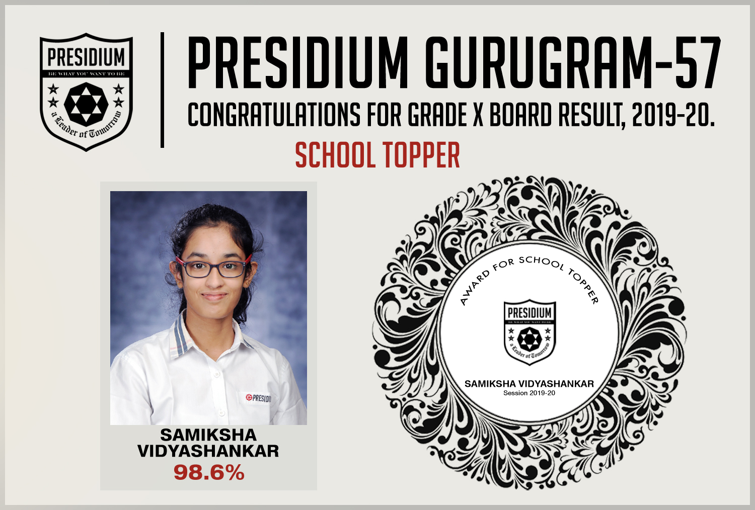 Presidium Gurgaon-57, CBSE GRADE X RESULTS(2019-20): PRESIDIANS ACE WITH PERFECT SCORES