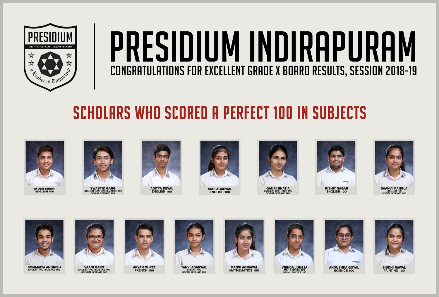 Presidium Indirapuram, CONGRATULATIONS STUDENTS FOR BRILLIANT 10TH BOARD RESULTS