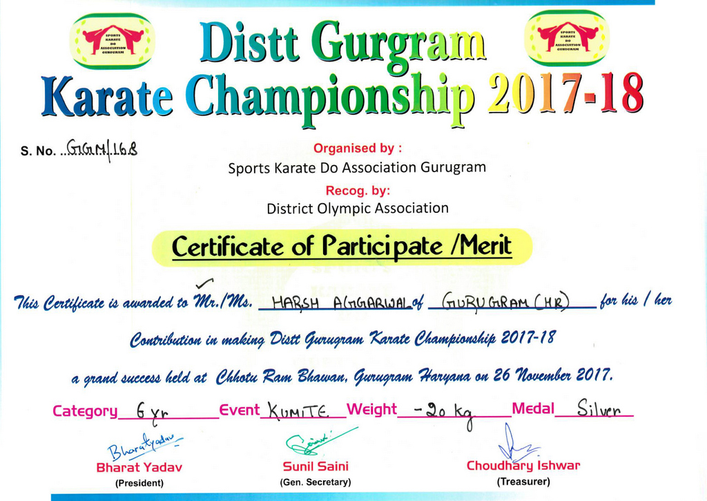 Presidium Gurgaon-57, OUR KARATE KID HARSH AGGARWAL WINS LAURELS WITH HIS SKILLS