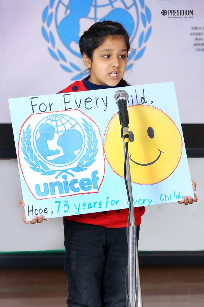 Presidium Gurgaon-57, STUDENTS ORGANIZE SPECIAL ASSEMBLY ON UNICEF DAY