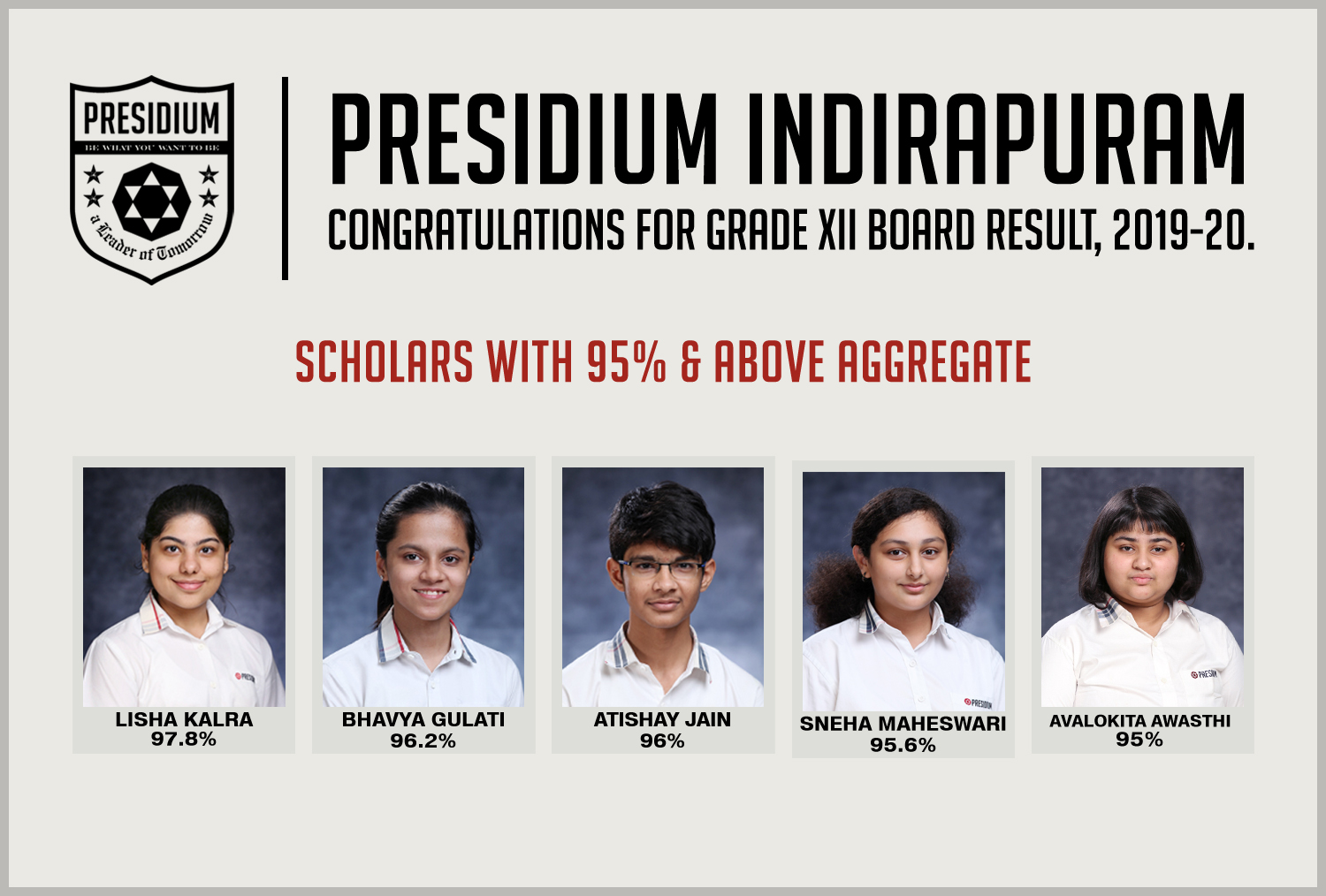 Presidium Indirapuram, PRESIDIANS OF CLASS 12TH DELIVER OUTSTANDING RESULTS IN BOARDS!