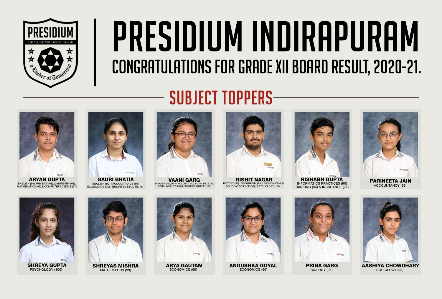 Presidium Indirapuram, CONGRATULATIONS STUDENTS FOR BRILLIANT 12TH BOARD RESULTS! 