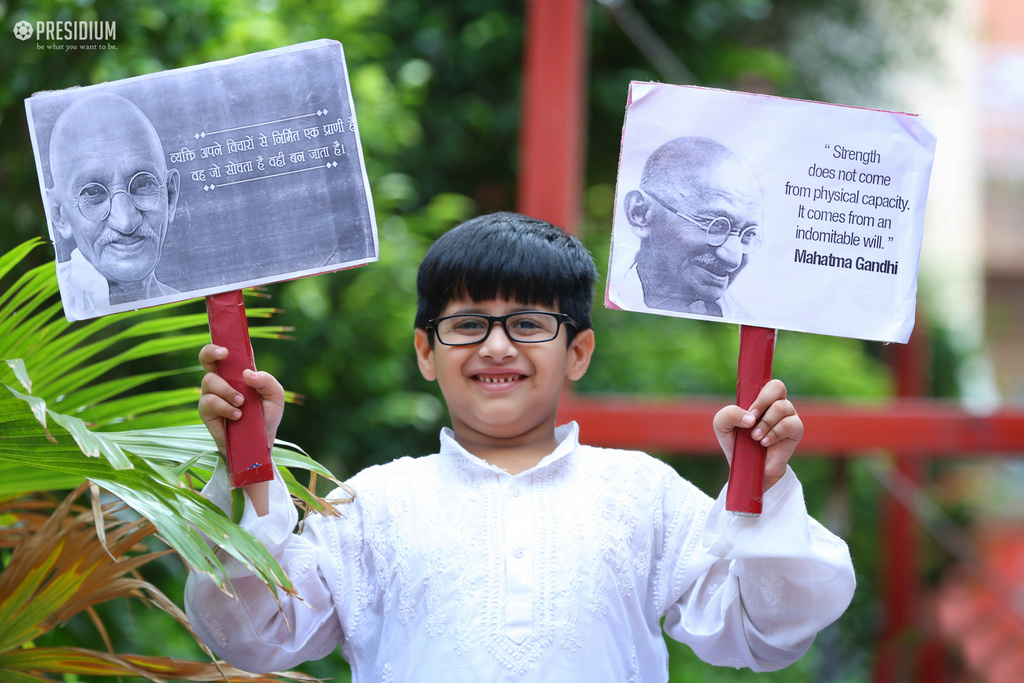 Presidium Pitampura, PRESIDIANS SALUTE 'BAPU' BY SPREADING HIS MESSAGE OF NON-VIOLENCE