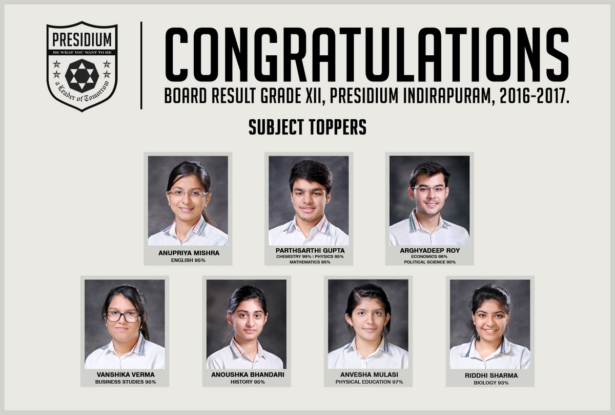 Presidium Indirapuram, CONGRATULATIONS STUDENTS FOR THE BRILLIANT XII BOARD RESULT 16-17