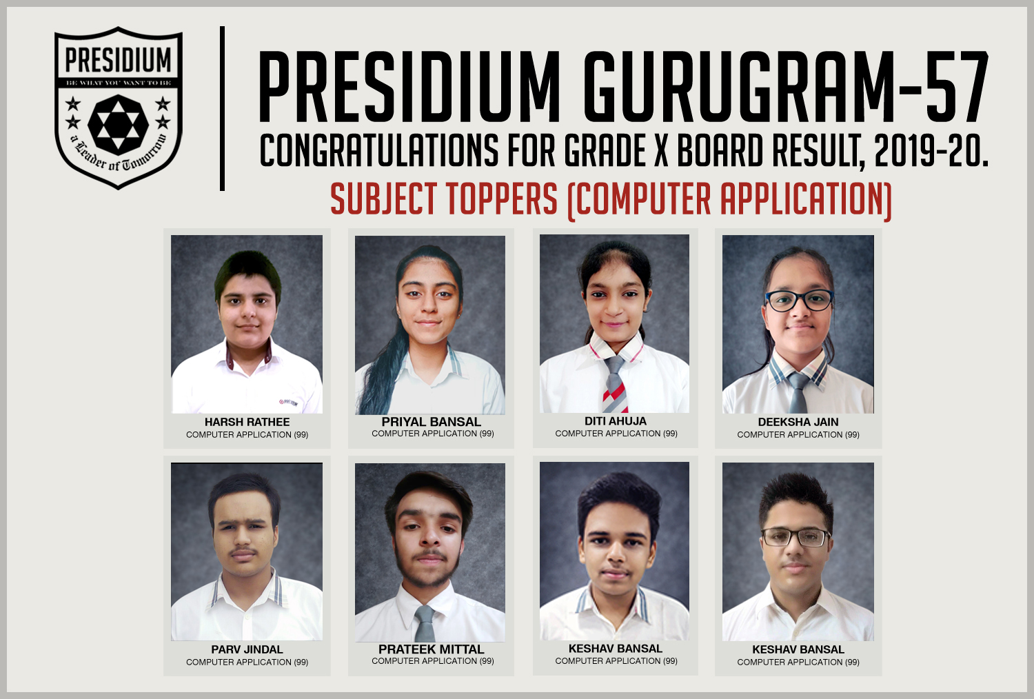 Presidium Gurgaon-57, CBSE GRADE X RESULTS(2019-20): PRESIDIANS ACE WITH PERFECT SCORES