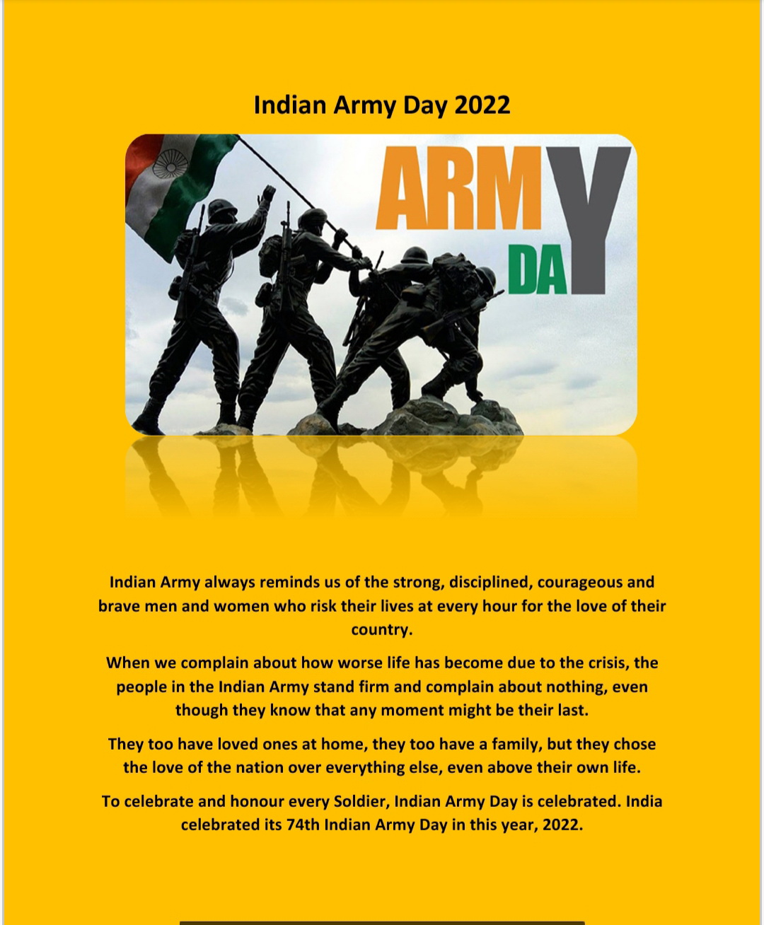 Presidium Indirapuram, ARMY DAY: SALUTING COURAGE & INVALUABLE SERVICES OF OUR SOLDIERS 