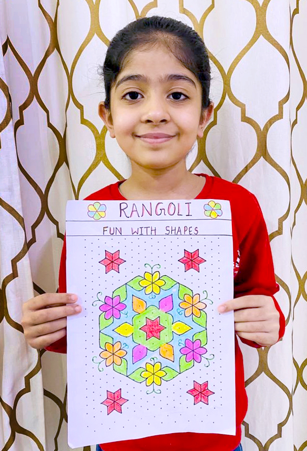 Presidium Punjabi Bagh, STUDENTS CREATE DIFFERENT GEOMETRICAL DESIGNS WITH RANGOLI 