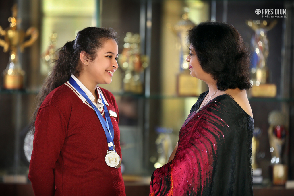 Presidium Indirapuram, VICTORIOUS STUDENTS SHARE THEIR WINNING MOMENTS WITH MRS. GUPTA