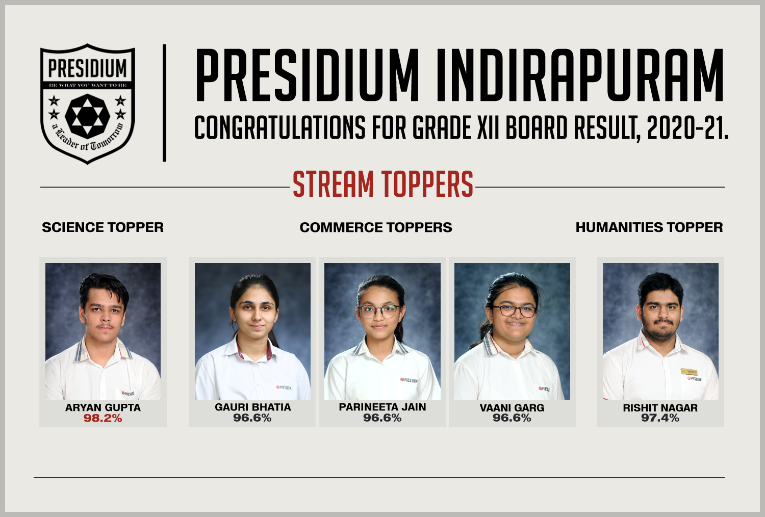 Presidium Indirapuram, CONGRATULATIONS STUDENTS FOR BRILLIANT 12TH BOARD RESULTS! 