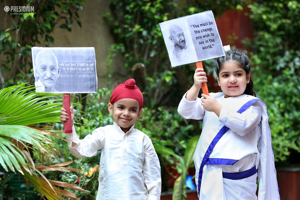 Presidium Pitampura, PRESIDIANS SALUTE 'BAPU' BY SPREADING HIS MESSAGE OF NON-VIOLENCE