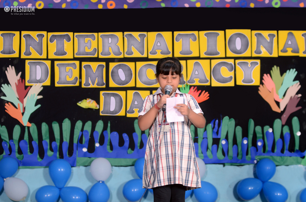 Presidium Vivek Vihar, STUDENTS SPREAD A STRONG MESSAGE ON INTERNATIONAL DEMOCRACY DAY