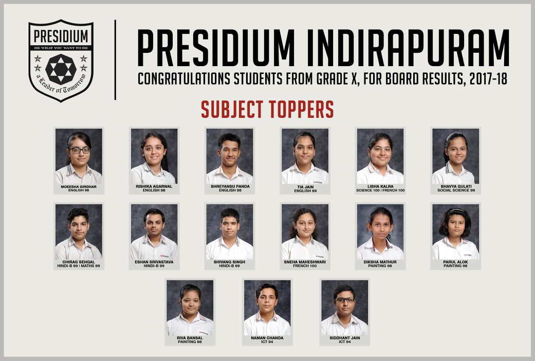 Presidium Indirapuram, YOUNG PRESIDIANS OUTSHINE IN CBSE GRADE 10 BOARDS