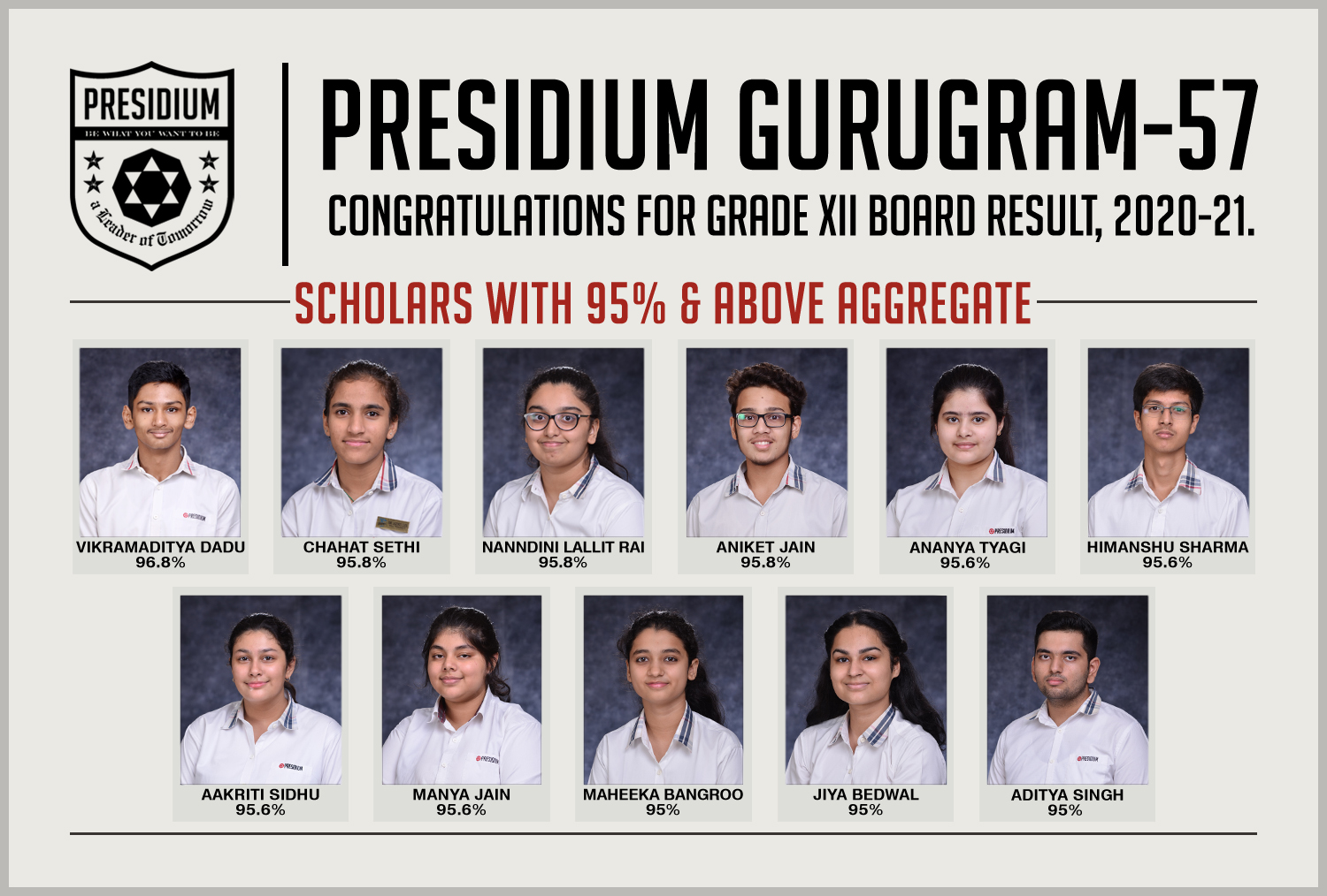 Presidium Gurgaon-57, PRESIDIANS OF CLASS 12TH DELIVER OUTSTANDING RESULTS IN BOARDS!