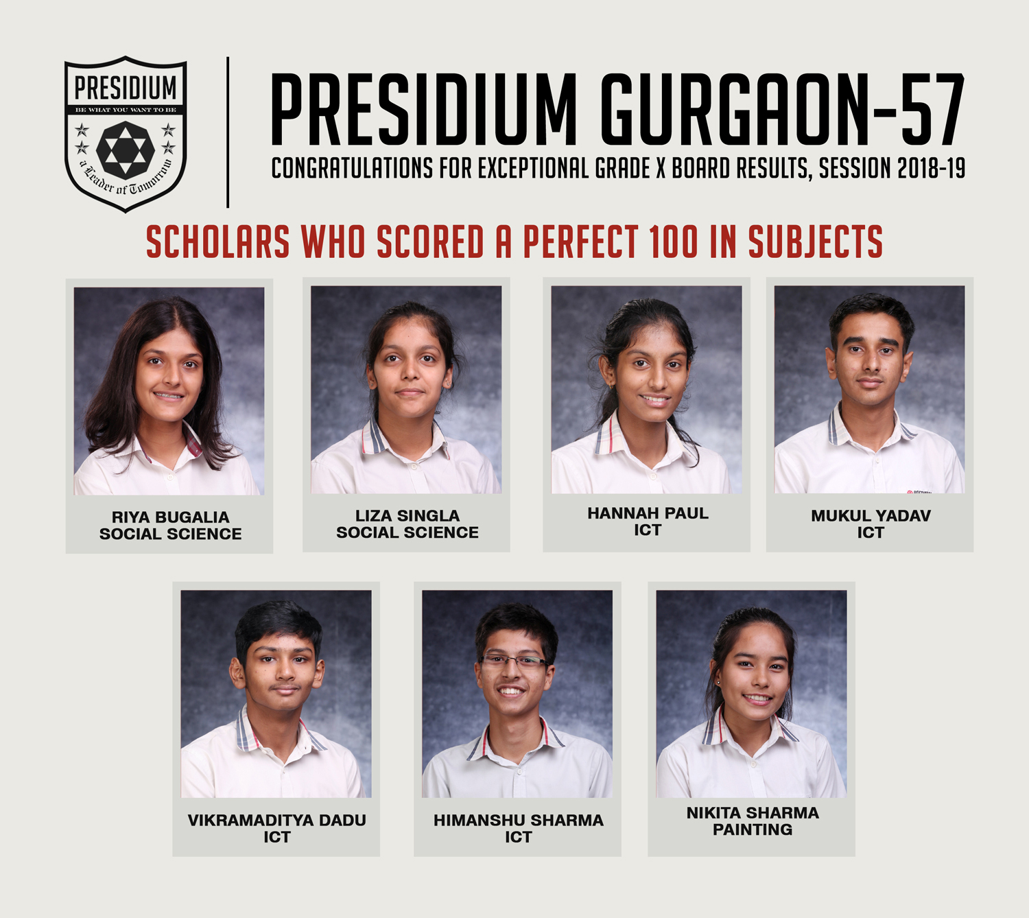 Presidium Gurgaon-57, PRESIDIANS OUTSHINE CBSE GRADE 10 RESULTS