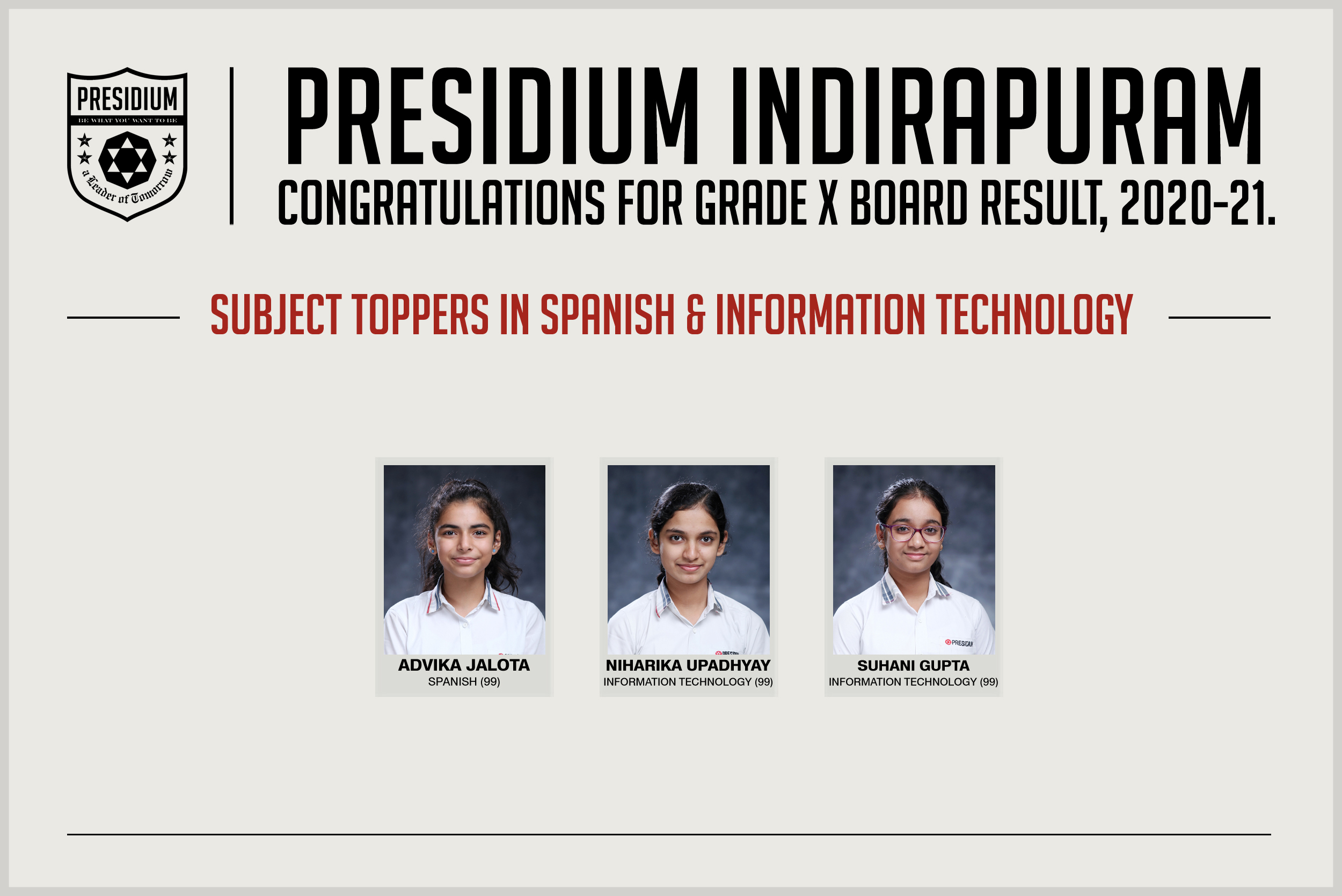 Presidium Indirapuram, CBSE GRADE X RESULTS(2020-21): PRESIDIANS ACE WITH PERFECT SCORES