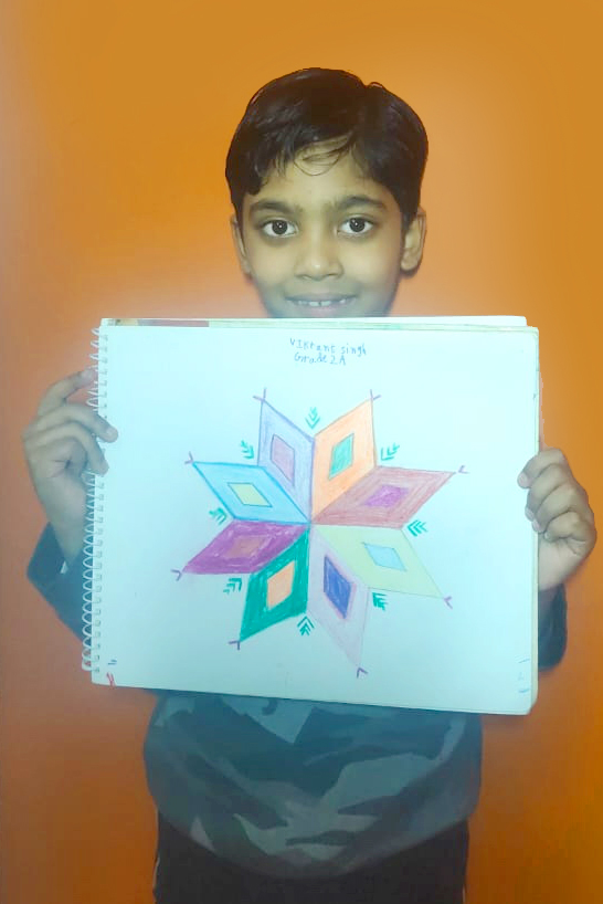 Presidium Punjabi Bagh, STUDENTS CREATE DIFFERENT GEOMETRICAL DESIGNS WITH RANGOLI 