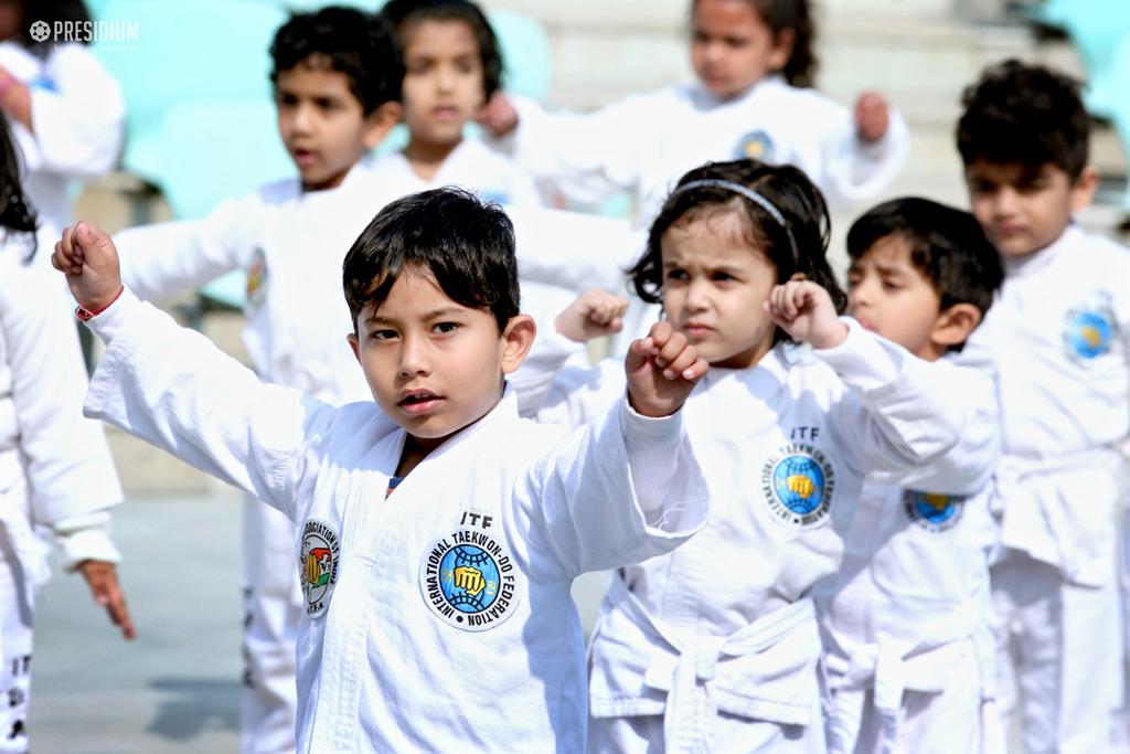 Presidium Dwarka-6, PRESIDIANS SHOWCASE THEIR TECHNIQUE AT TAEKWONDO BELT TEST EVENT!