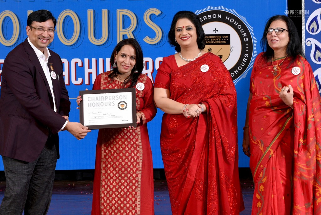 Presidium Gurgaon-57, MRS. SUDHA GUPTA MA’AM  ACKNOWLEDGES TEACHERS  AT CHAIRPERSON HONOURS