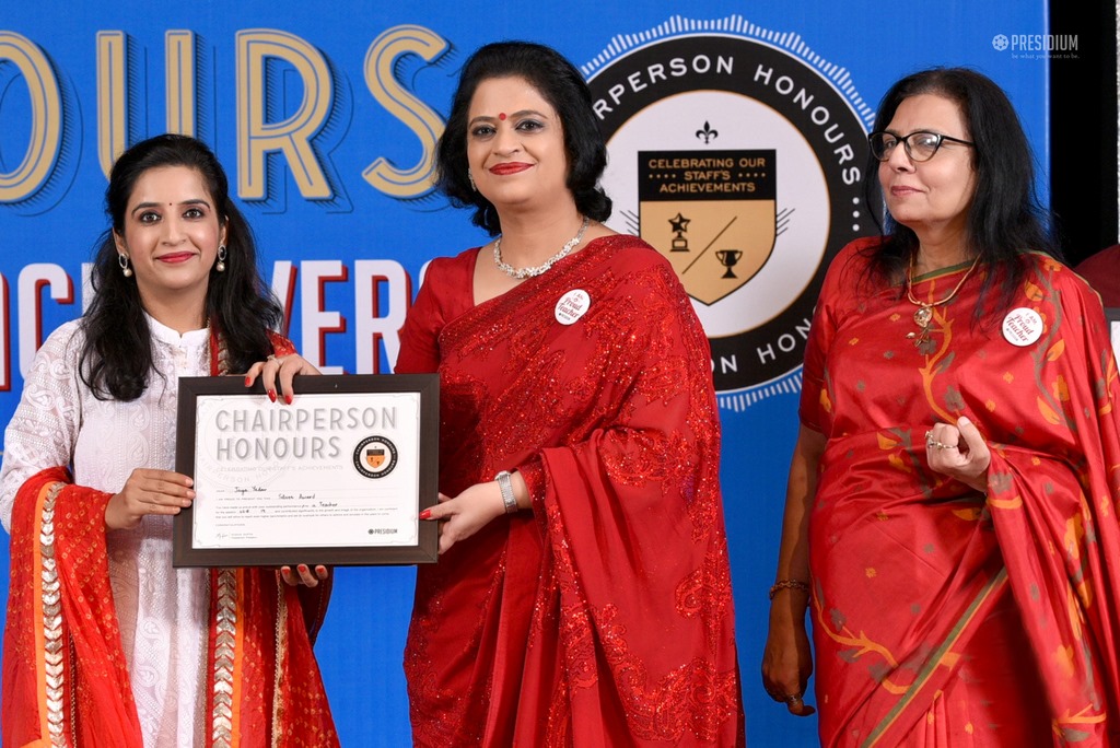 Presidium Gurgaon-57, MRS. SUDHA GUPTA MA’AM  ACKNOWLEDGES TEACHERS  AT CHAIRPERSON HONOURS